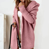 Strickjacke Damen Oversized Mit Kapuze & Fledermausärmeln – Modischer Cardigan Für Herbst Und Winter – Rosa
