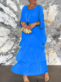Shina™ - Elegantes Fließendes Maxikleid – Blau
