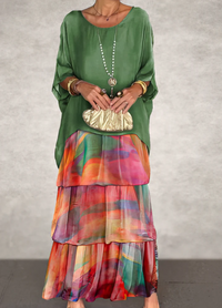 Shina™ - Elegantes Fließendes Maxikleid – Mehrfarbig