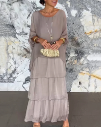 Shina™ - Elegantes Fließendes Maxikleid – Grau