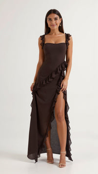 Selin | Elegantes Abend-Maxikleid – Braun