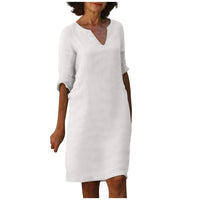 Yasmin - Elegantes V-Ausschnitt-Kleid – Weiß