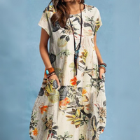 Heidi-Mode | Elegante Sommerkleider Damen mit Rundhalsausschnitt – Weiß