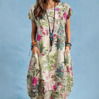 Heidi-Mode | Elegante Sommerkleider Damen mit Rundhalsausschnitt – Grün