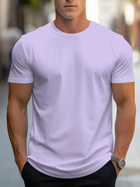 T-Shirt Basic Herren Rundhals Kurzarm – Helllila