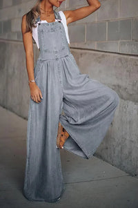 Heidi-Mode | Armelloser Trendiger Denim-Overall für Damen – Grau