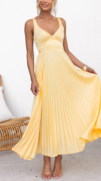 Aurélie™ – Luftiges Plissiertes Kleid für sonnige Anlässe – GELB