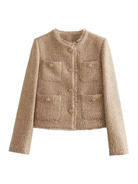 Damen-Blazer in Kurzform | kompakte Silhouette – Khaki