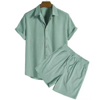 Atmungsaktives Herren Sommer Set mit Poloshirt und Shorts – Grün