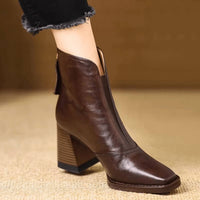 Theresa™ - Luxus Stiefeletten mit Mittlerem Absatz aus Leder – Braun
