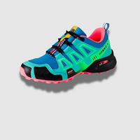 Speed V3 Wanderschuhe - Leichte Sommertrekkingschuhe mit Ortho Sohle für Herren – Blau-Grün-Rosa