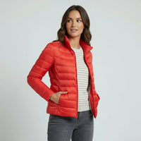 Sophie | Damen Leichter Winter Daunenjacke mit Hohem Kragen – Rot