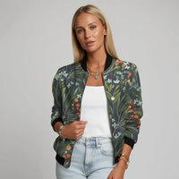 Barbara | Damen Lässiger Bomber Übergangsjacke – Grün