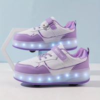 Trendige Rollschuhe für Kinder mit LED-Leuchten – Lila