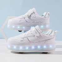 Trendige Rollschuhe für Kinder mit LED-Leuchten – Weiß