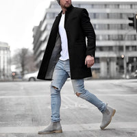 Lehmann Modehaus | Moderner Herren-Mantel in Wolloptik mit Stehkragen – Schwarz