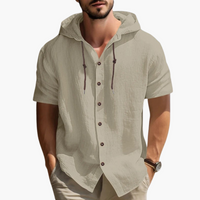 Bequemes Sportliches Herren Kapuzenhemd Kurzarm – Khaki