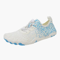 Unisex Barfußschuhe mit gemustertem Mesh Obermaterial – Weiß / Blau