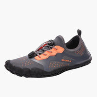Unisex Barfußschuhe mit profilierter Außensohle – Grau / Orange