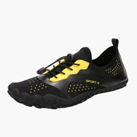 Unisex Barfußschuhe mit profilierter Außensohle – Schwarz / Gelb