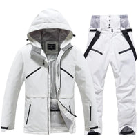 Karin | Unisex Winter Skianzug Set – Weiß / Schwarz