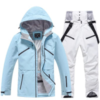 Karin | Unisex Winter Skianzug Set – Hellblau / Weiß
