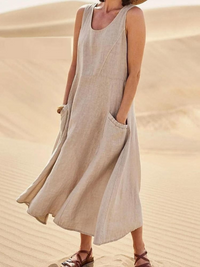 Emily - Elegantes Frühlingskleid wit Bauchabdeckung – Khaki