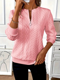 Lea | Damen Klassiker Zopfstrickpullover – Rosa