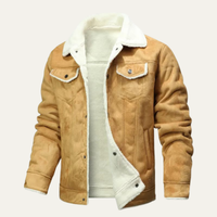 Dennis | Herren Klassische Gefütterte Lammfelljacke – Khaki