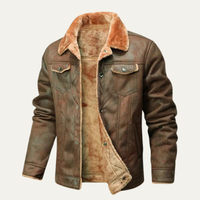 Dennis | Herren Klassische Gefütterte Lammfelljacke – Braun