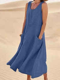 Emily - Elegantes Frühlingskleid wit Bauchabdeckung – Blau