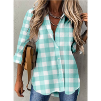 Heidi-Mode | Lässige Karierte Bluse – Helles Blau und Weiß