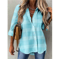 Heidi-Mode | Lässige Karierte Bluse – Himmelblau