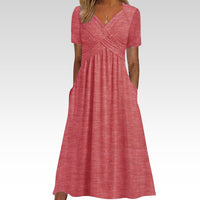 Hainah | V-Ausschnitt Schmeichelndes Kleid – Rosa