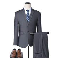 Herren Klassisch Stylisch Hochzeitsgast Anzug Set | Zweiteiliges Set – Grau