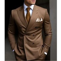 Herren Elegante Zweireihig Formell Hochzeitsgast Anzug Set | Zweiteiliges Set – Braun