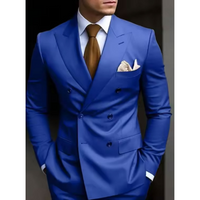Herren Elegante Zweireihig Formell Hochzeitsgast Anzug Set | Zweiteiliges Set – Blau 2