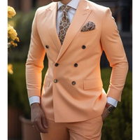 Herren Elegante Zweireihig Formell Hochzeitsgast Anzug Set | Zweiteiliges Set – Orange