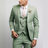 Slim Fit 3-Teiliger Hochzeitsgast Anzug für Herren | Formell – Limettengrün
