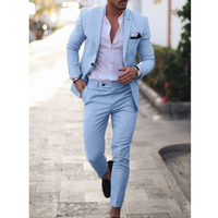 Herren Trendigen Tailored Fit Hochzeitsgast Anzug | Zweiteilig – Himmelblau