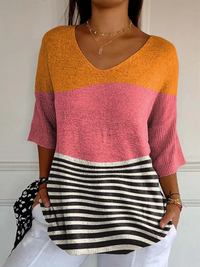 Helene-Marie® | Damen Pullover mit abstraktem Linienmuster – Mehrfarbig