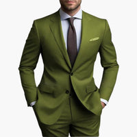 Herren Anzug Zweiteiler mit Reverskragen und Slim Fit – Grün