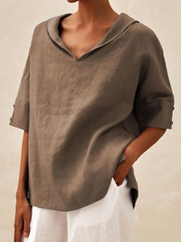 Sommerliche Tunika Bluse für Damen - Leichtes Oberteil für heiße Tage – Khaki