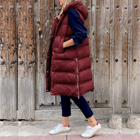 GENA™ -  Lange Modische Jacke mit Kapuze – Burgundisk