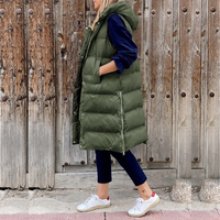 GENA™ -  Lange Modische Jacke mit Kapuze – Armee grün