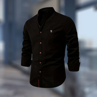 Florian | Herren Casual Stehkragenhemd – Schwarz