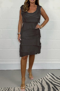 Gilda - Ärmelloses Chiffonkleid – Schwarz