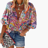 Hemd mit Mandala-Muster für Damen - Boho Stil Top – Lila
