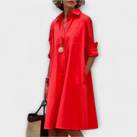 Elegantes Damen Hemdkleid Business Casual – Rot