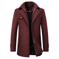 Herren Wasserdichter Business-Wintermantel - Elegant und Warm – Burgunderrot